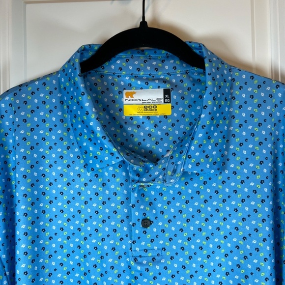 Nicklaus Eco Choice Men's Golf Polo Shirt  Blue All Over Floral Print Stretch XL - Picture 3 of 10